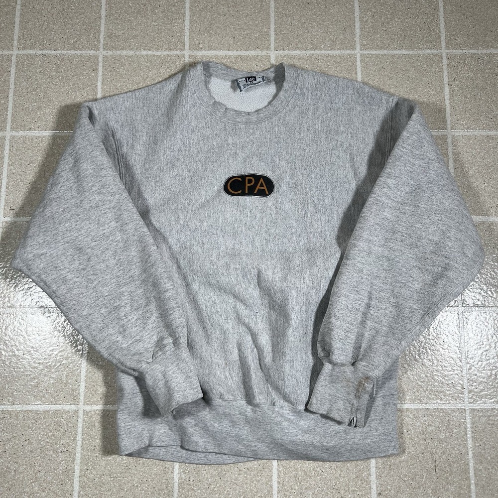 Vintage Lee Heather Grey CPA Sweatshirt Crewneck Size Medium